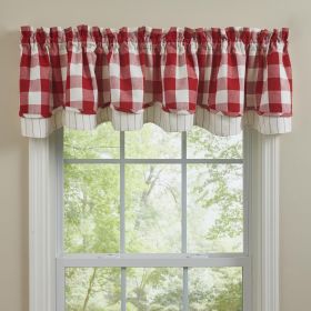 Wicklow Check Lined Layered Valance 16" -  Red