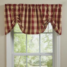 Wicklow Check Lined Farmhouse Valance - Garnet