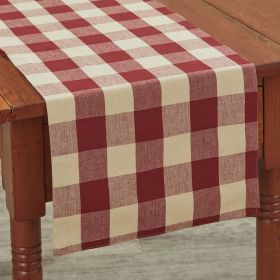 Wicklow Check Backed Table Runner 36"L- Garnet
