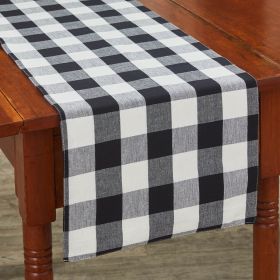 Wicklow Check Backed Table Runner 54"L - Black & Cream