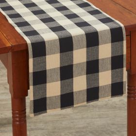 Wicklow Check Backed Table Runner 36"L- Black