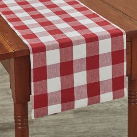 Wicklow Check Backed Table Runner 36"L- Red & Cream