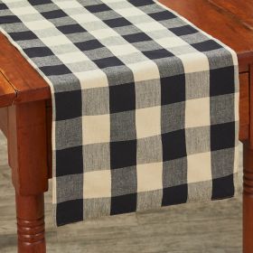 Wicklow Check Backed Table Runner 72"L  - Black