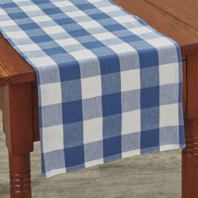 Wicklow Check Backed Table Runner 36"L- China Blue