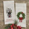Williamsburg Cardinal Wreath Print Embroidered Dishtowel