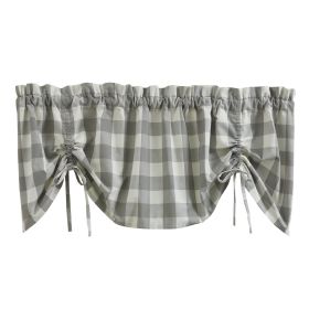 Wicklow Check Lined Farmhouse Valance - Dove