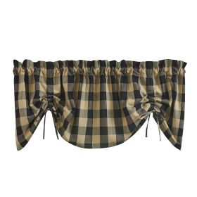 Wicklow Check Lined Farmhouse Valance - Black