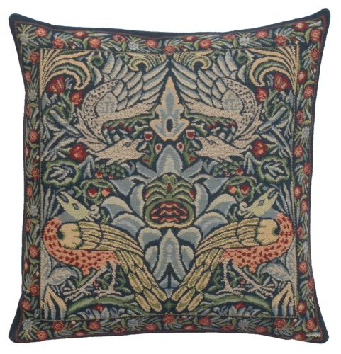 Peacock and Dragon Blue Cushion Cover