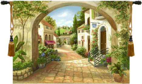 Quaint Town Fine Art Tapestry