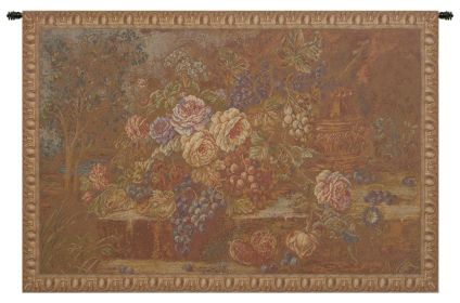 Bouquet with Grapes Red Italian Wall Tapestry