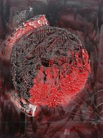 Deep Red Moon Canvas Wall Art