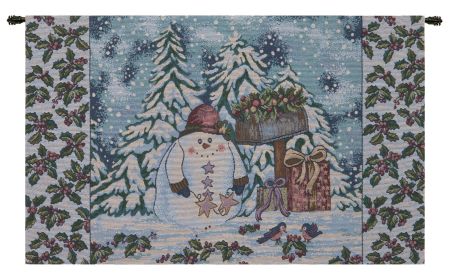Holiday Snowman Italian Wall Tapestry