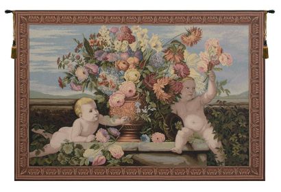 Angels and Flowers Italian Wall Tapestry