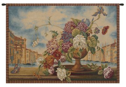 Venice Balcony with Flowers Italian Wall Tapestry