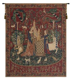 Lady and the Organ (With Border) Tapestry