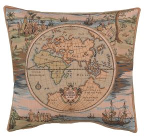 Map of the World Europe Asia Africa French Cushion Cover