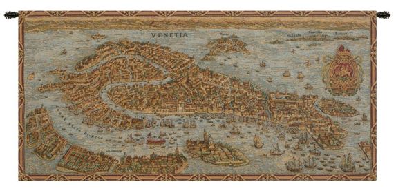 Ancient Map of Venice Horizontal Italian Wall Tapestry