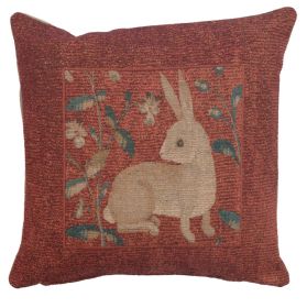 Sitting Rabbit in Red French Cushion Cover