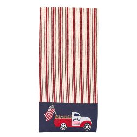 Star Spangled Truck Embroidered Dishtowel