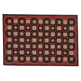 Folk Star Hooked Rug 4 x 6