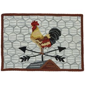 Break Of Day Rooster Hooked Rug 2 x 3