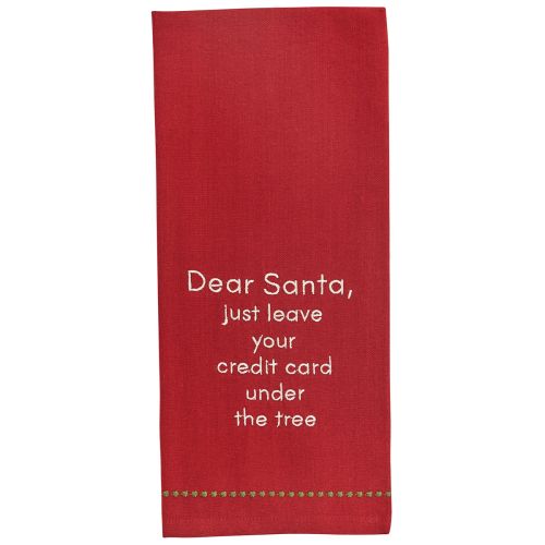 Dear Santa Leave Card Sentiment Dishtowel