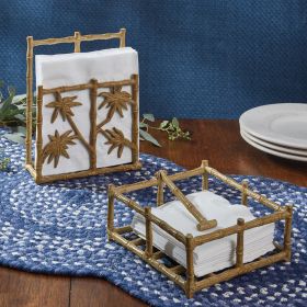 Williamsburg Bamboo Cast Metal Beverage Napkin Holder