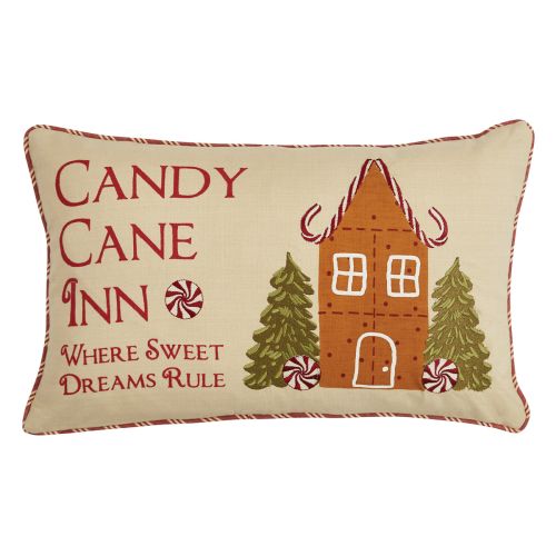 Christmas Memories Candy Cane Inn 12"X20" Pillow Set Feather Down Insert