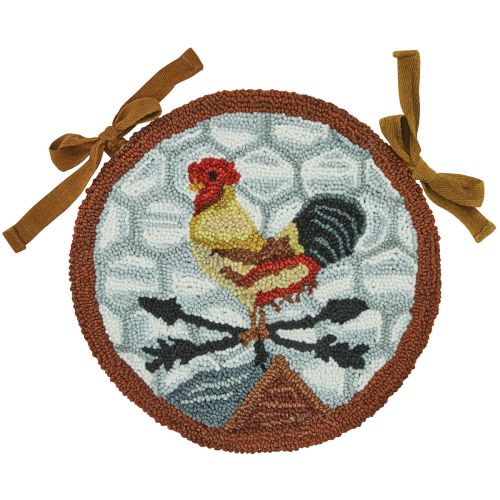 Break Of Day Rooster Hooked Chair Pad