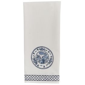Chinois Printed/Embroidered Plate Dishtowel