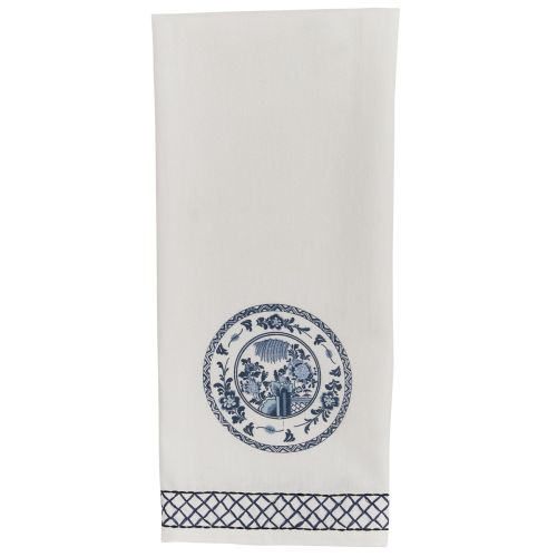 Chinois Printed/Embroidered Plate Dishtowel