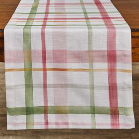 Bella Watercolor Plaid Table Runner 72" L