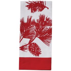 Patricia Heaton Home Cranberry Bordered Pinecone Dishtowel