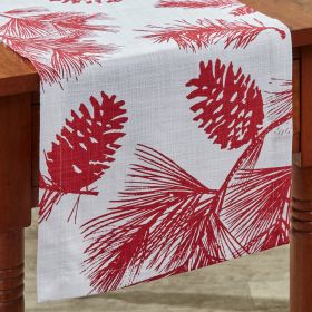 Patricia Heaton Home Cranberry Pinecone Table Runner  36"L
