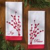 Patricia Heaton Home Berry Elegance Peace Embrodered Dishtowel