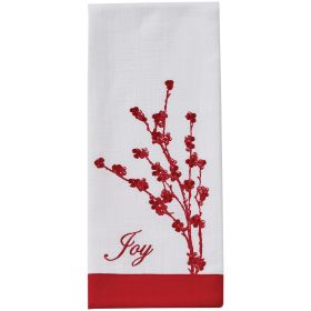 Patricia Heaton Home Berry Elegance Joy Embroidered Dishtowel