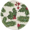 Boughs Of Holly Printed Braided Trivet 8"