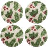 Boughs Of Holly Printed Braided Coasters Set Of 4