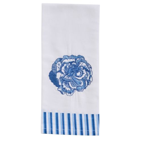 Patricia Heaton Home Flower Embroidered Dishtowel - Blue