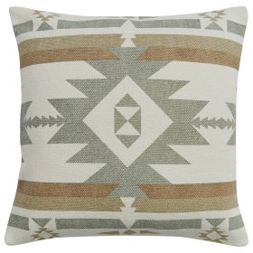 Eva & Co Neutral Aztec Printed 20" Pillow - Feather Down Insert
