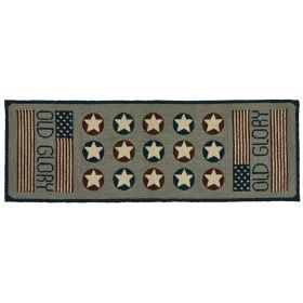 Old Glory Hooked Rug Runner 2' x 6'