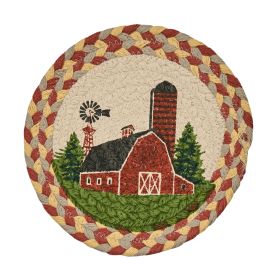 Barn Printed Braided Trivet 8"