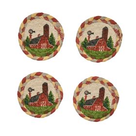 Barn Printed Braided Coasters Set of 4