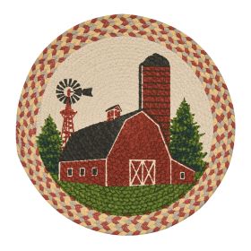 Barn Printed Braided Placemat 15" Dia