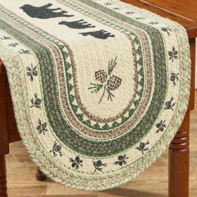 Country Pines Bear Printed Braided Table Runner 36"L