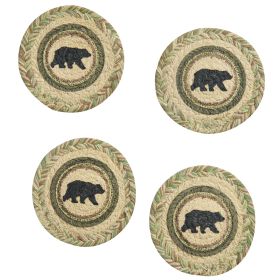 Country Pines Bear Printed Braided Coasters Set of 4