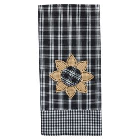 Stafford Sunflower Decorative Dishtowel - Black And Cream