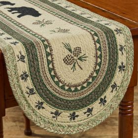 Country Pines Bear Printed Braided Table Runner 54"L