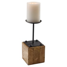 Wood Block Candle Holder - Short