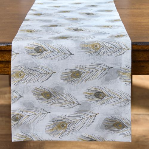Feathered Fall Print Table Runner 54"L